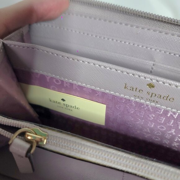 Kate Spade NY Haven Lane Zip-Around Wallet in a Gray/Lavender w/ Glitter Stripes - Picture 7 of 7